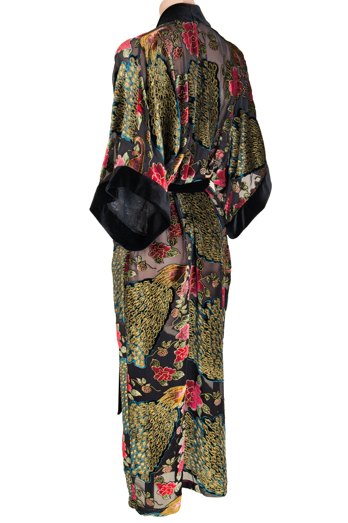 Cut Silk Velvet Long Kimono Robe