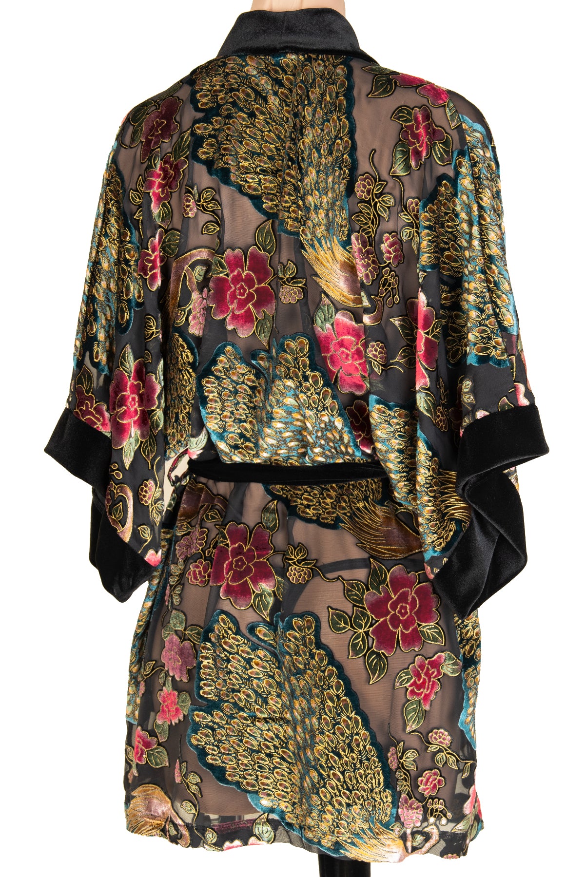 Cut Silk Velvet Short Kimono Robe
