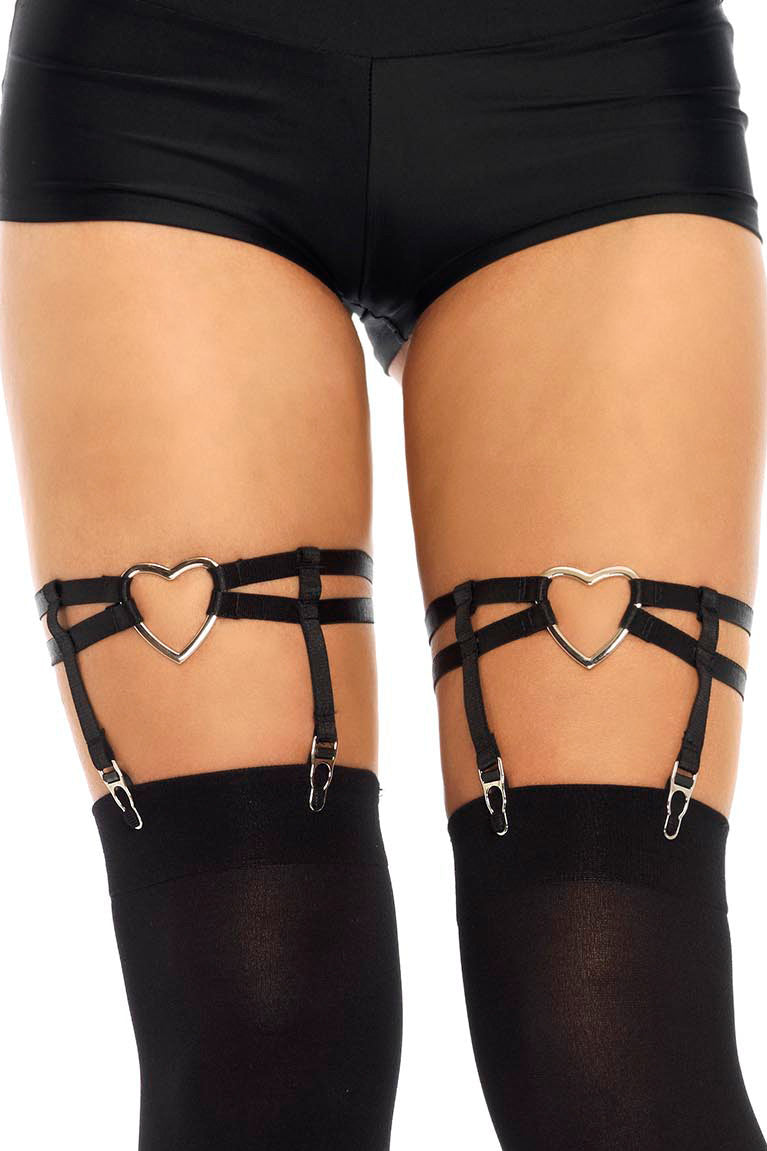 Double Strap Heart Leg Garters –