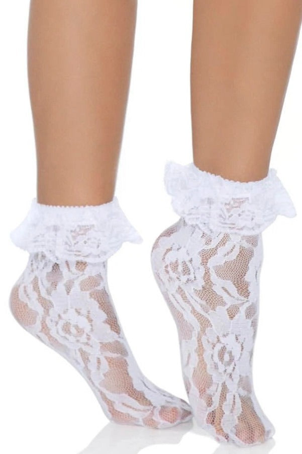 Lace Ruffle Anklet with Bow – Sock Dreams