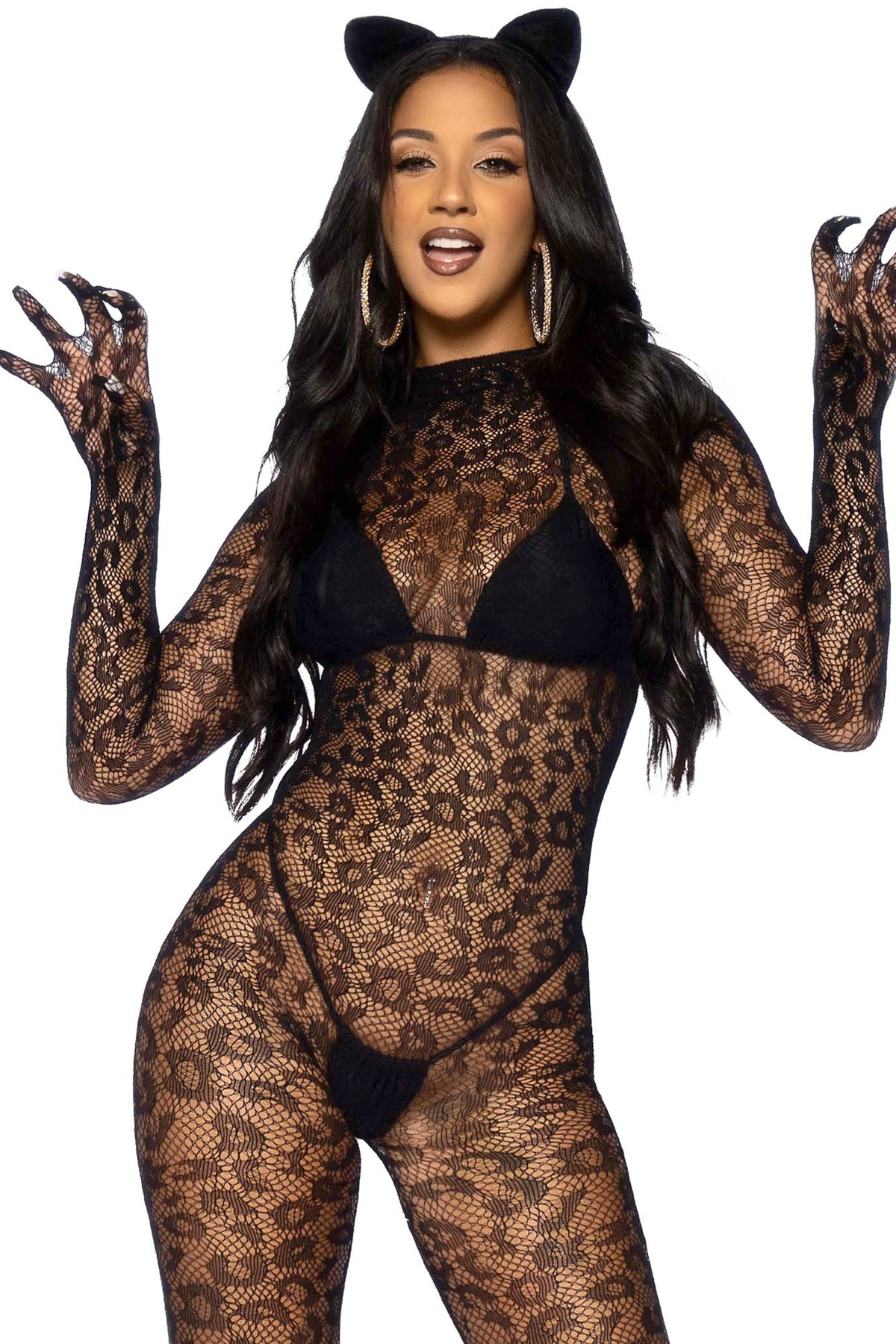Seamless Leopard Gloved Catsuit