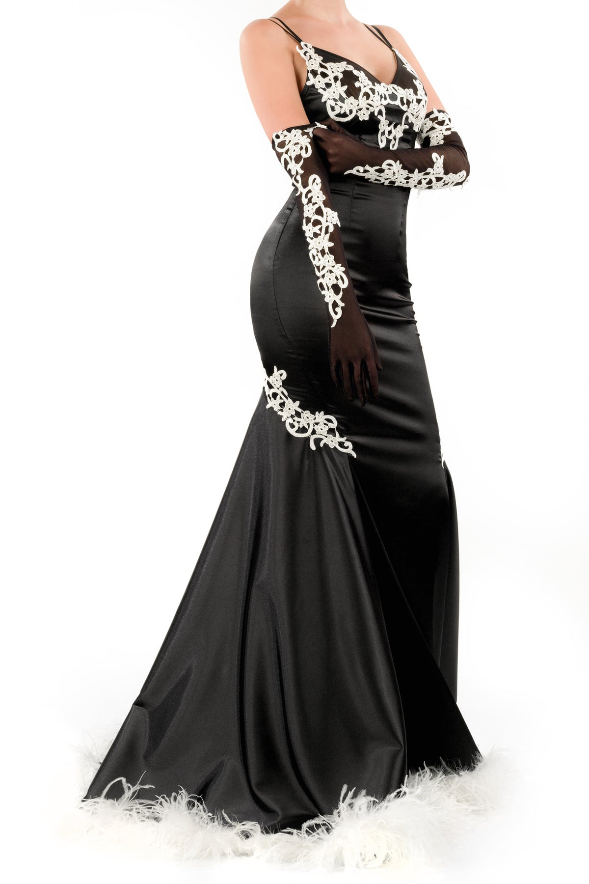 Bordello Gown with Ostrich Feather Trim