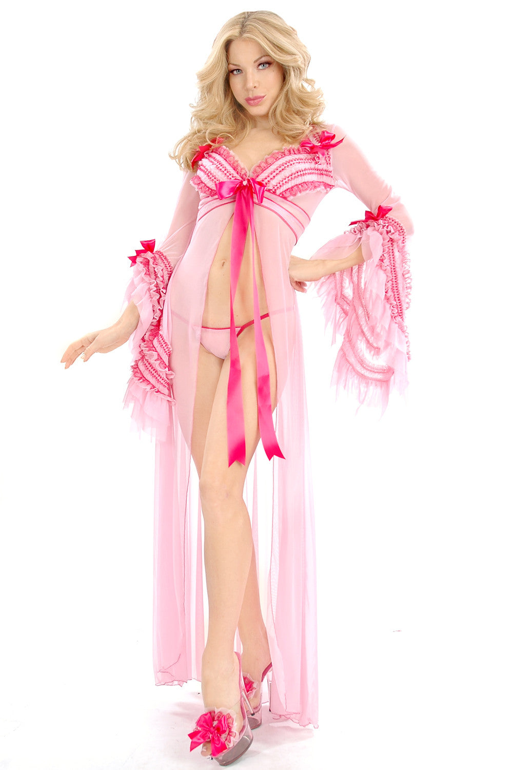 Trashy newest Lingerie Carousel Pink and Black Sheer Robe