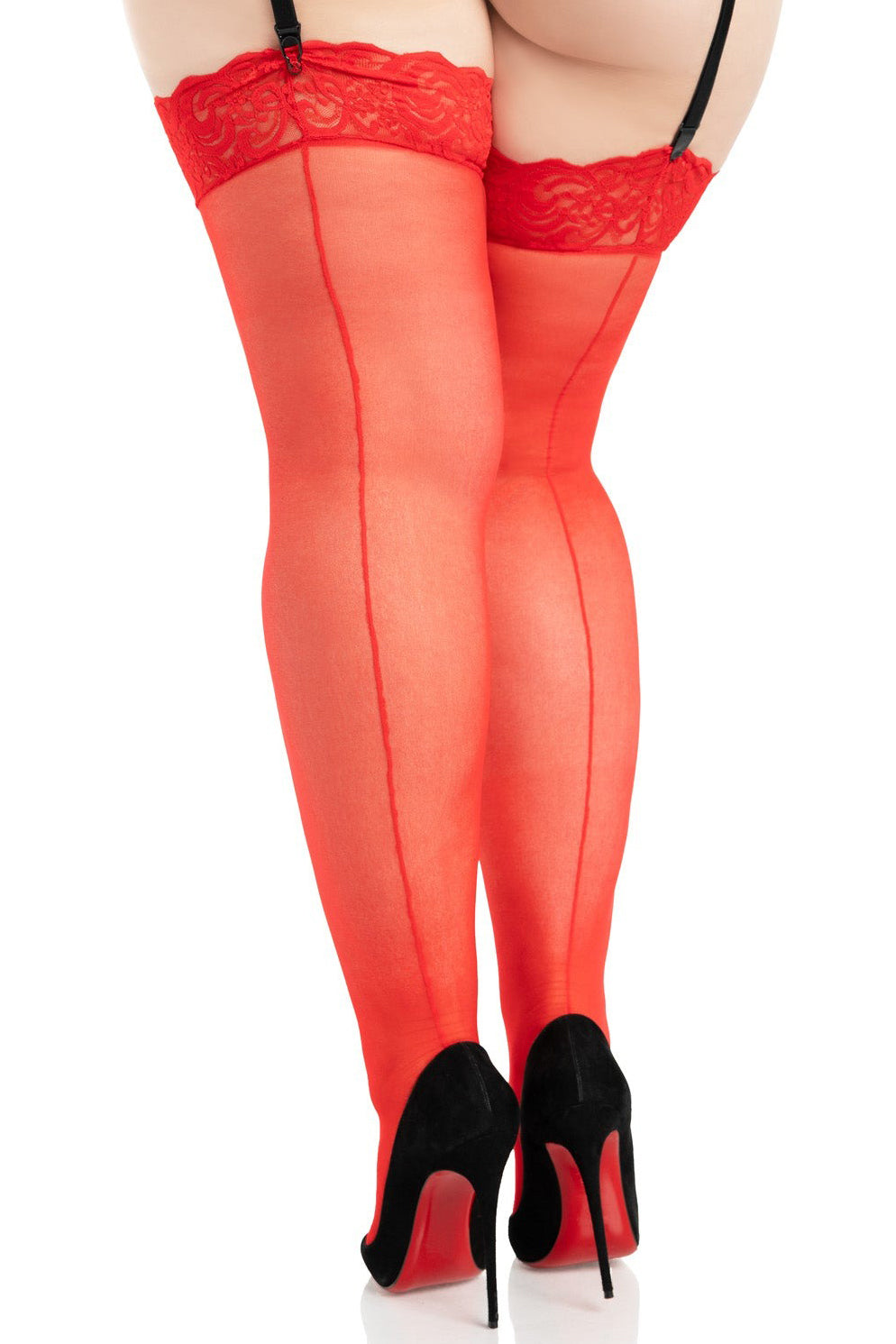 Sheer Seamed Lace Top Stockings