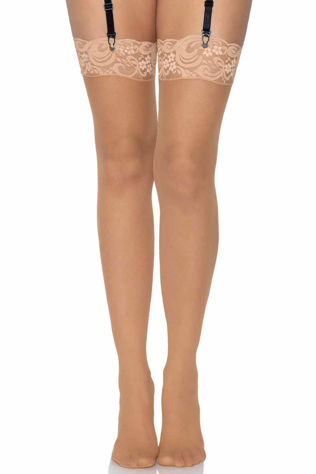 Sheer Seamed Lace Top Stockings