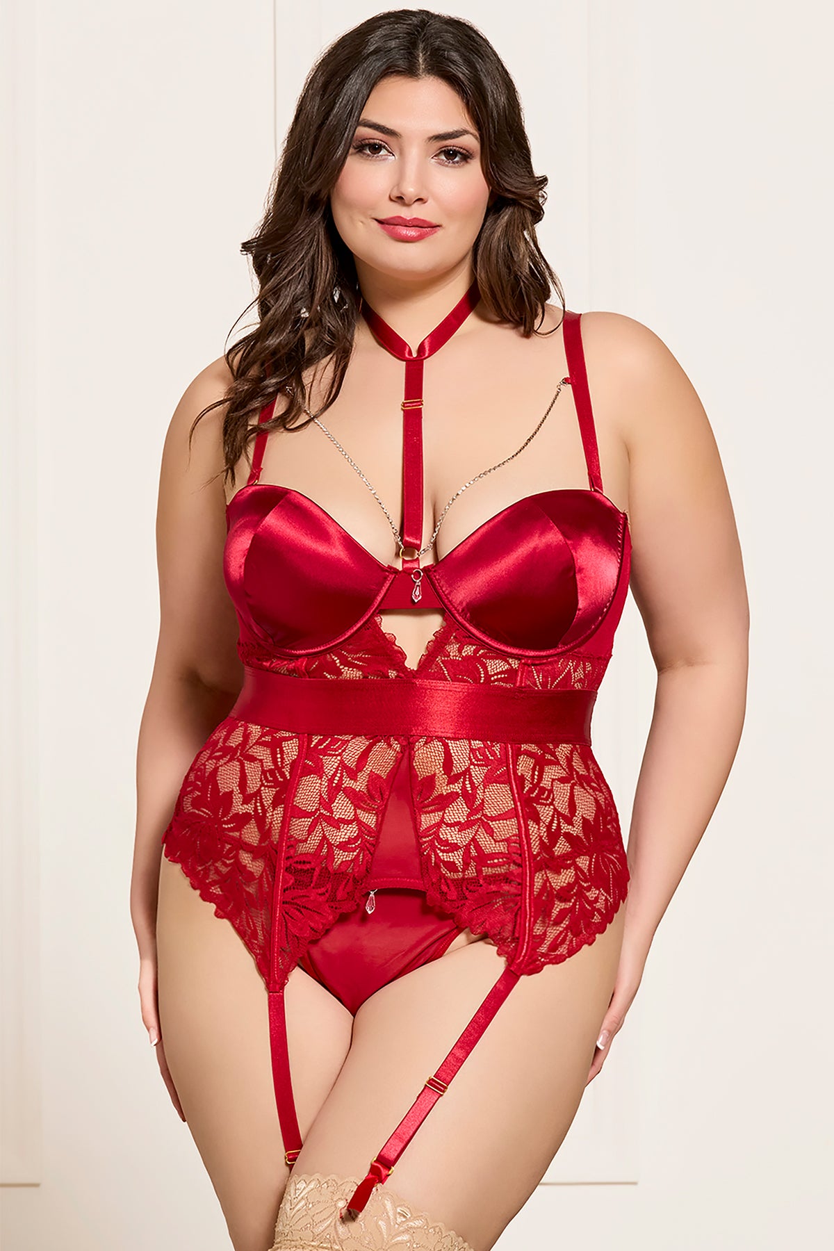 Satin & Lace Quarter Cup Bustier