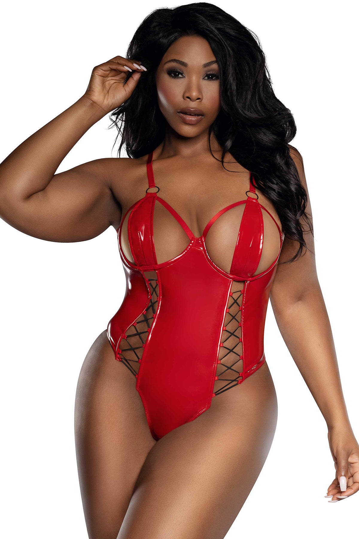 Vinyl Cut Out Lace-Up Teddy