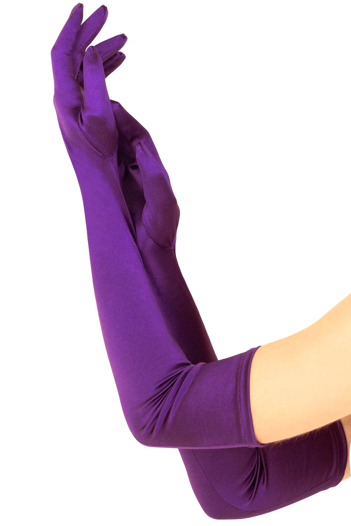 Purple Satin Spandex Gloves