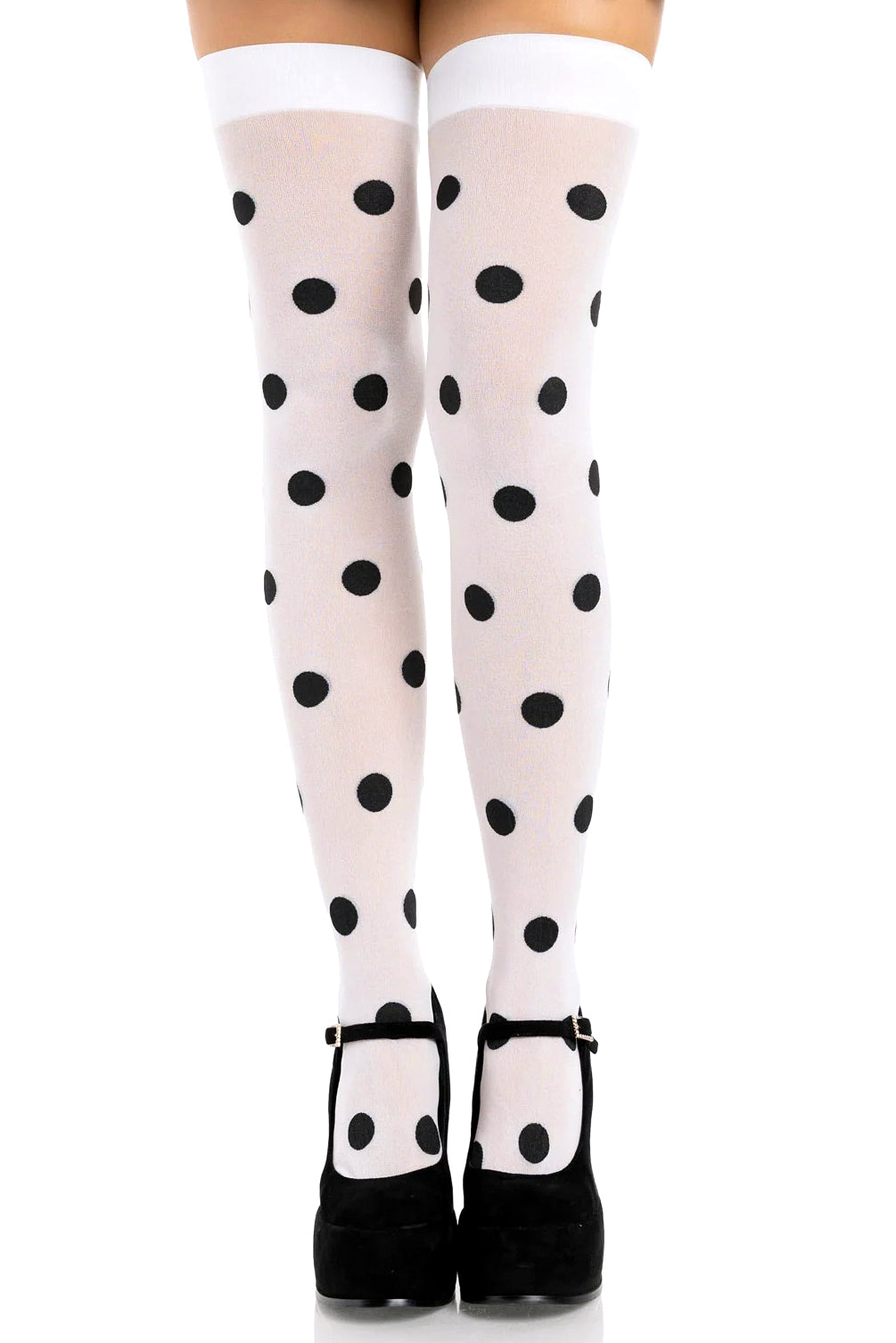 Polka Dot Opaque Thigh Highs