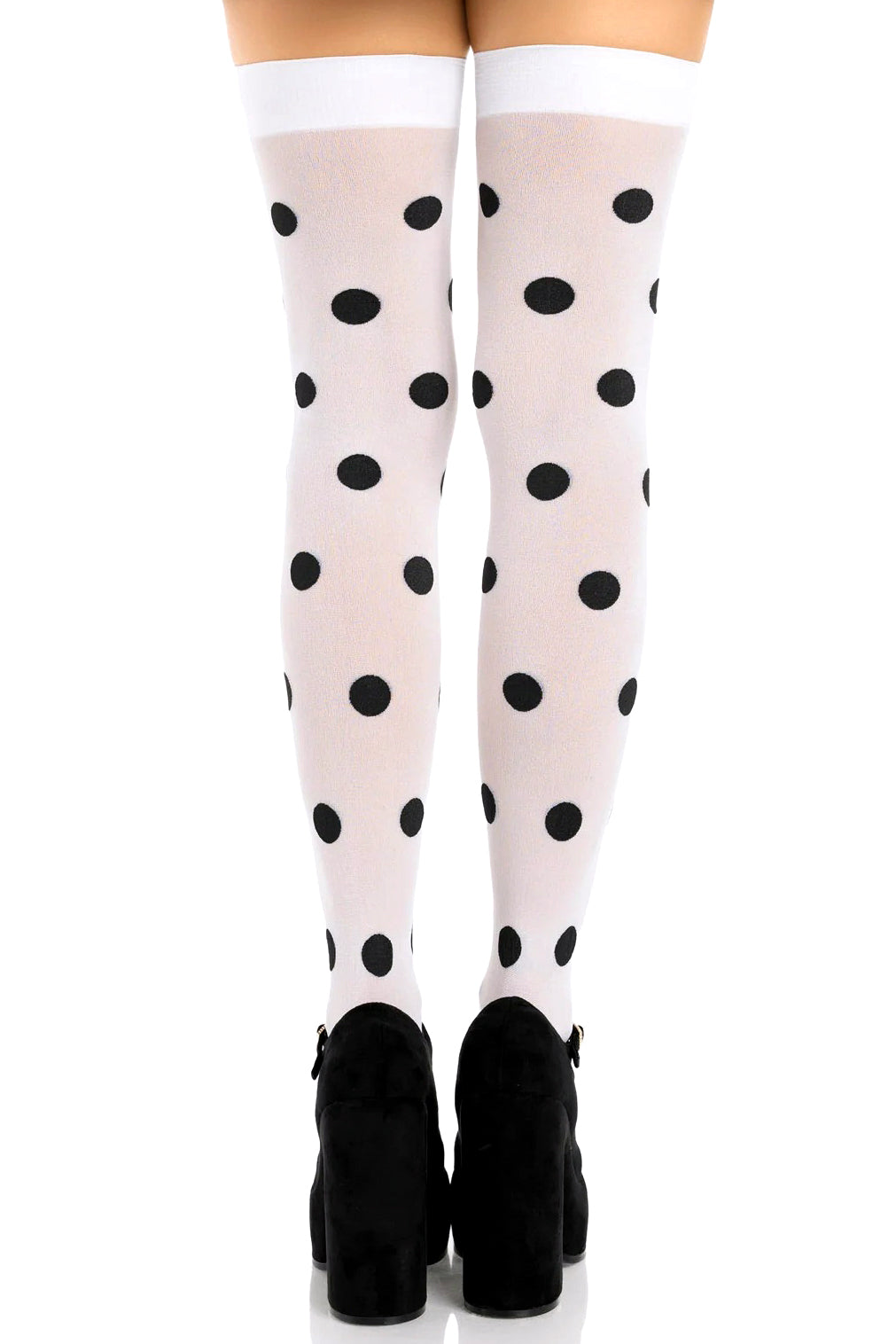Polka Dot Opaque Thigh Highs