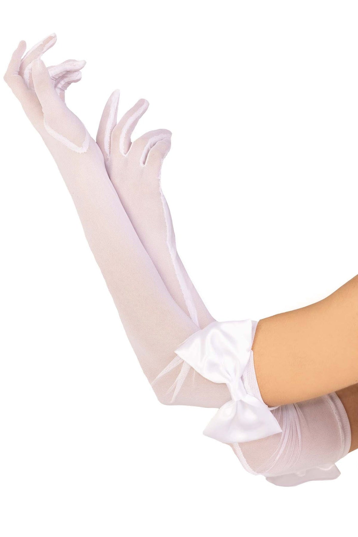 Sheer Mesh Gloves with Bows