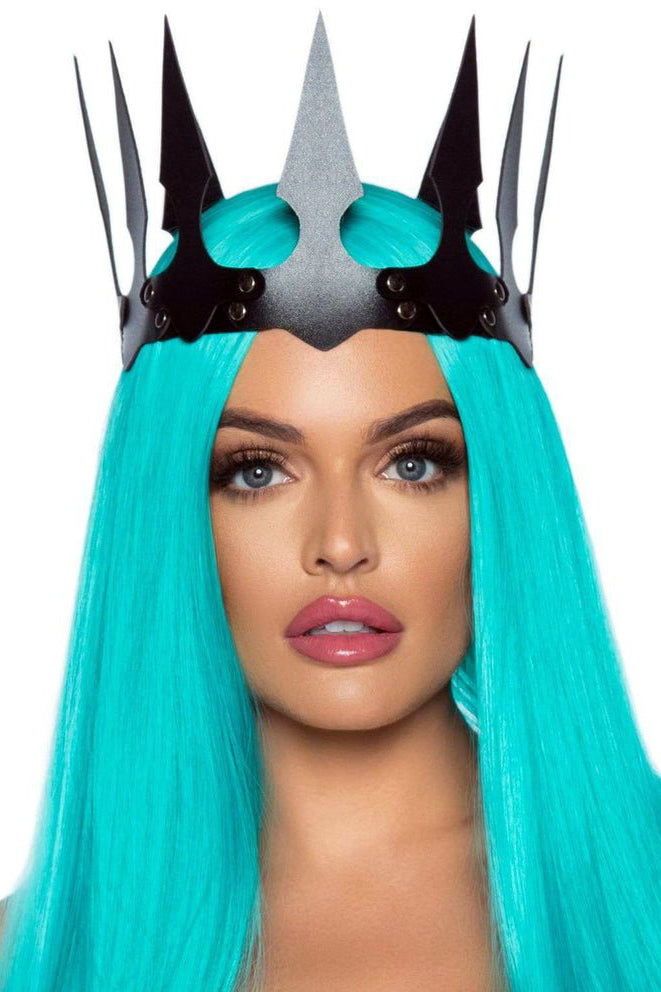 Faux Leather Spiked Crown
