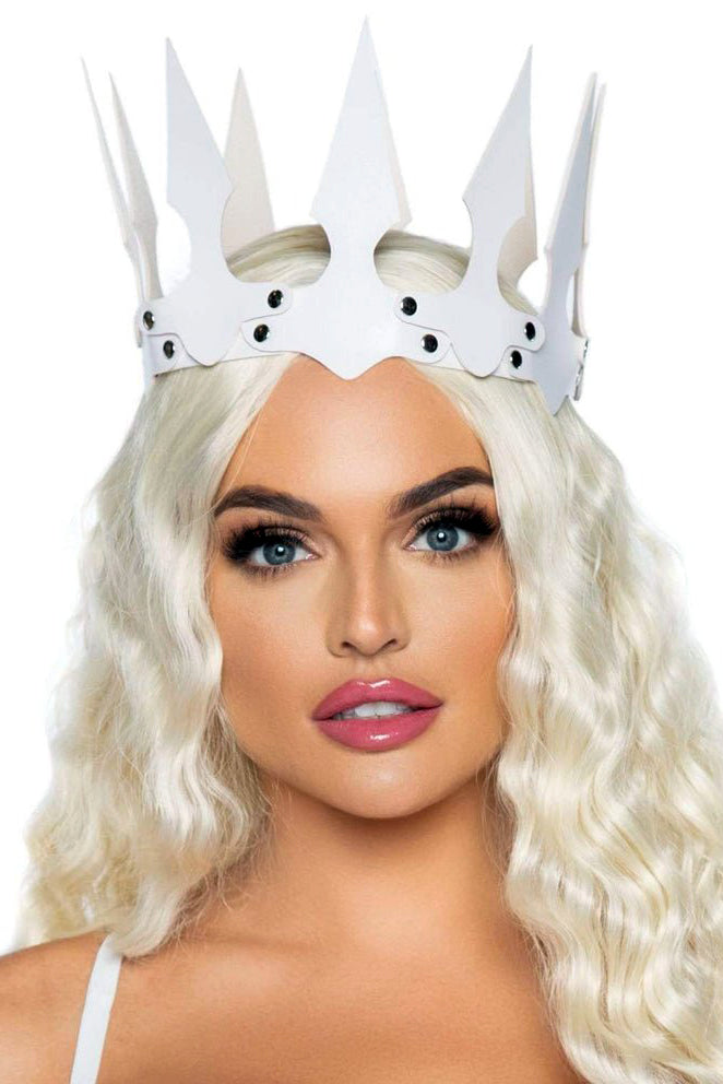Faux Leather Spiked Crown