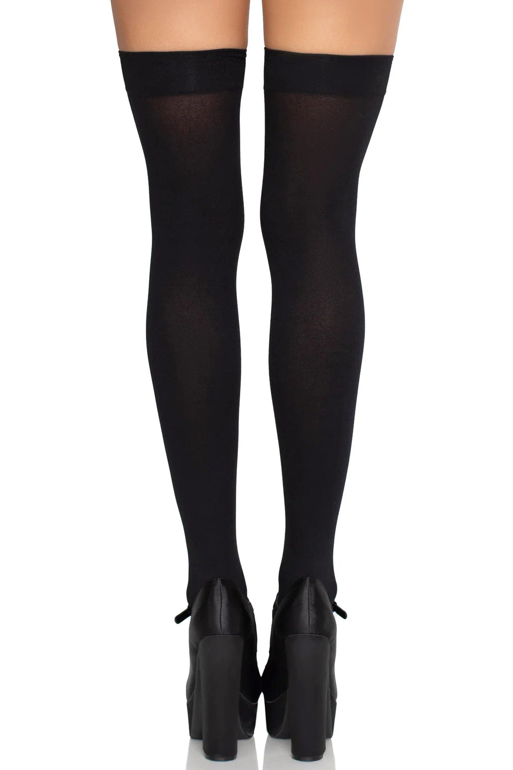 Bow Top Opaque Thigh Highs