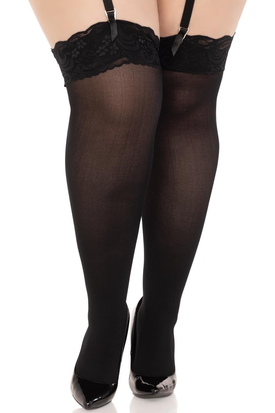 Opaque Lace Top Stockings