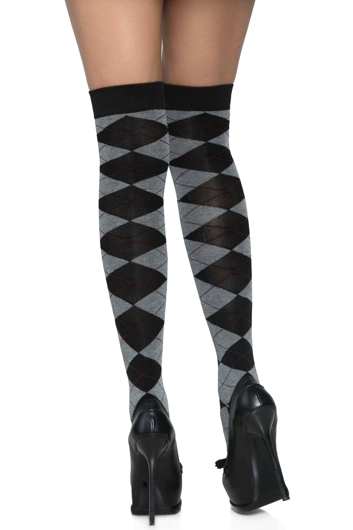Argyle Knit Thigh High Socks