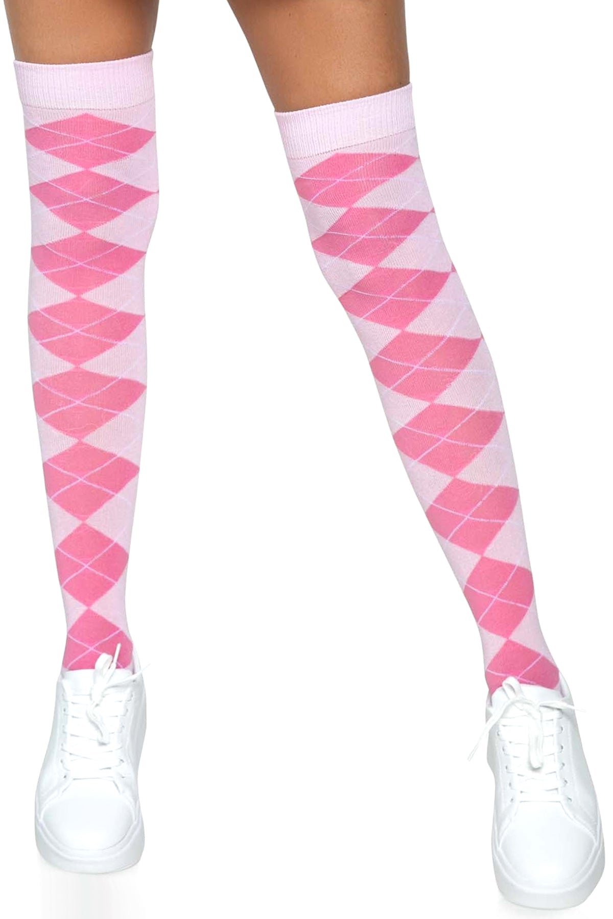 Argyle Knit Thigh High Socks