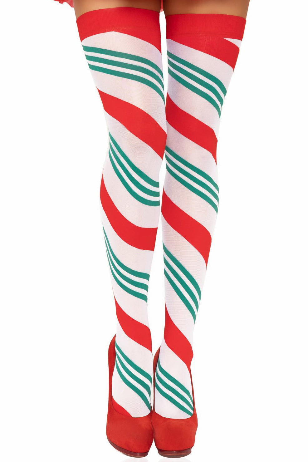 Candy Cane Thigh Highs