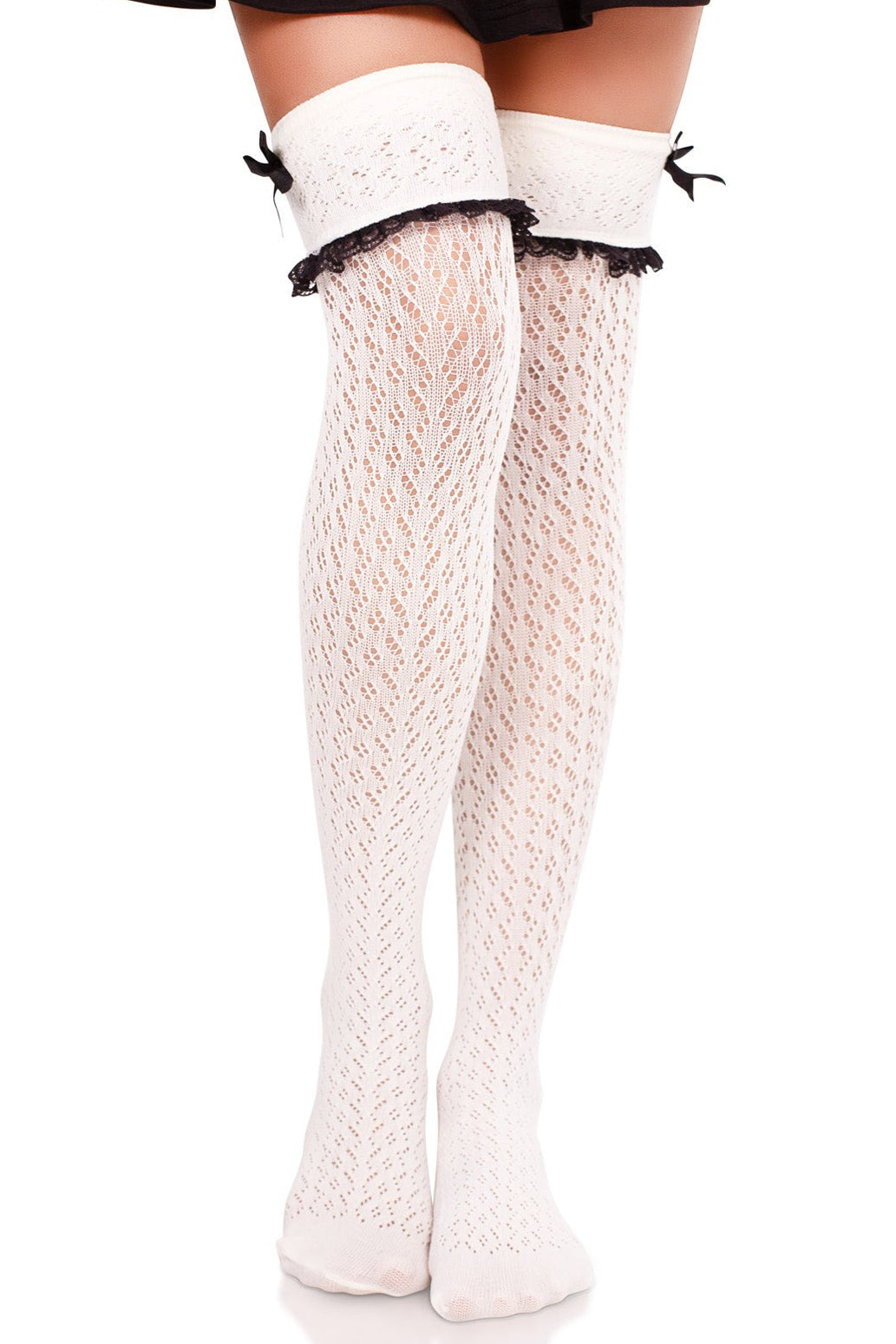 Crochet OTK Socks with Lace Cuffs