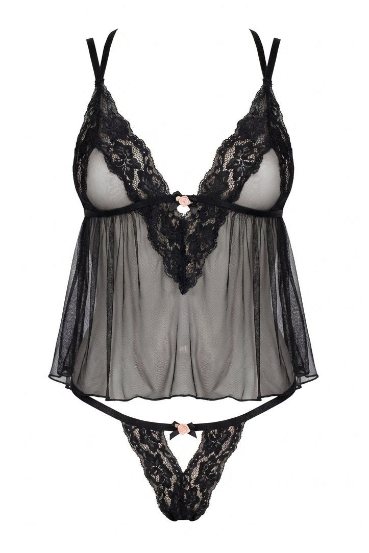 Sheer Lace Babydoll & Panty