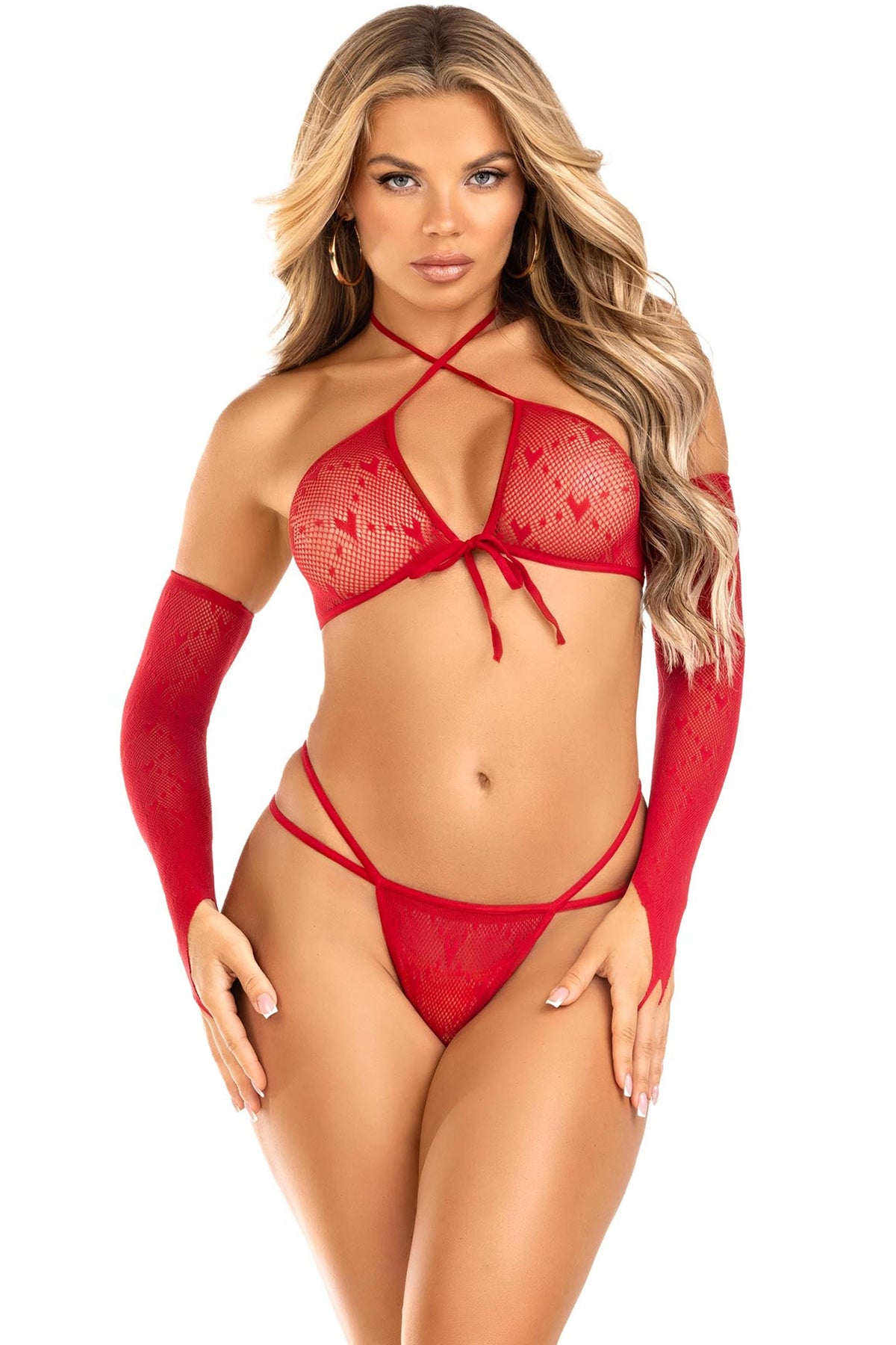 Heart Net Bikini & Gloves Set