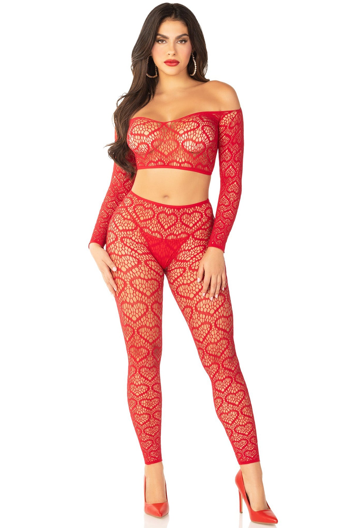 Heart Net Crop Top & Leggings