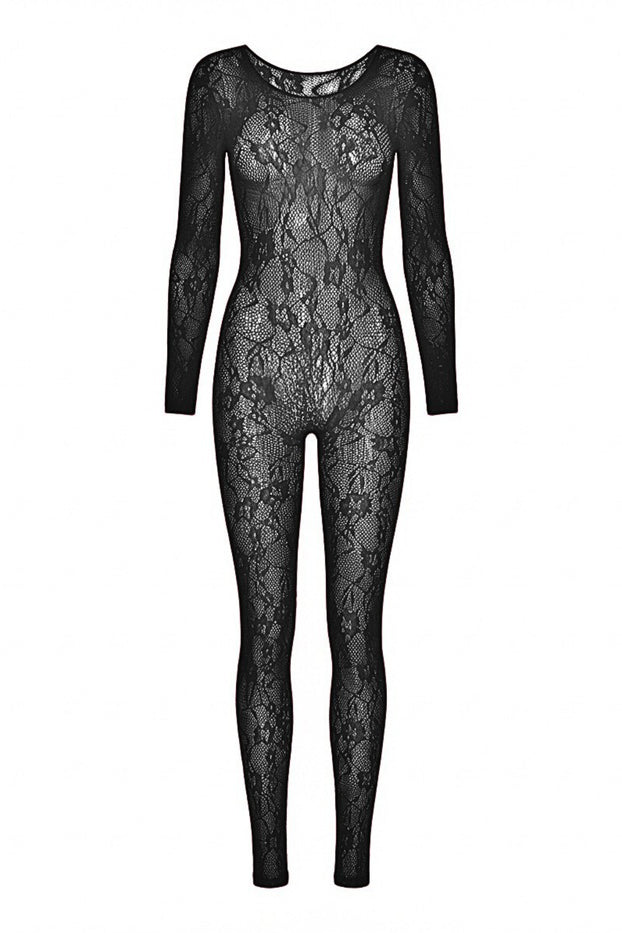 Long Sleeve Floral Lace Bodystocking