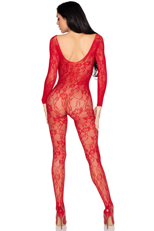 Long Sleeve Floral Lace Bodystocking