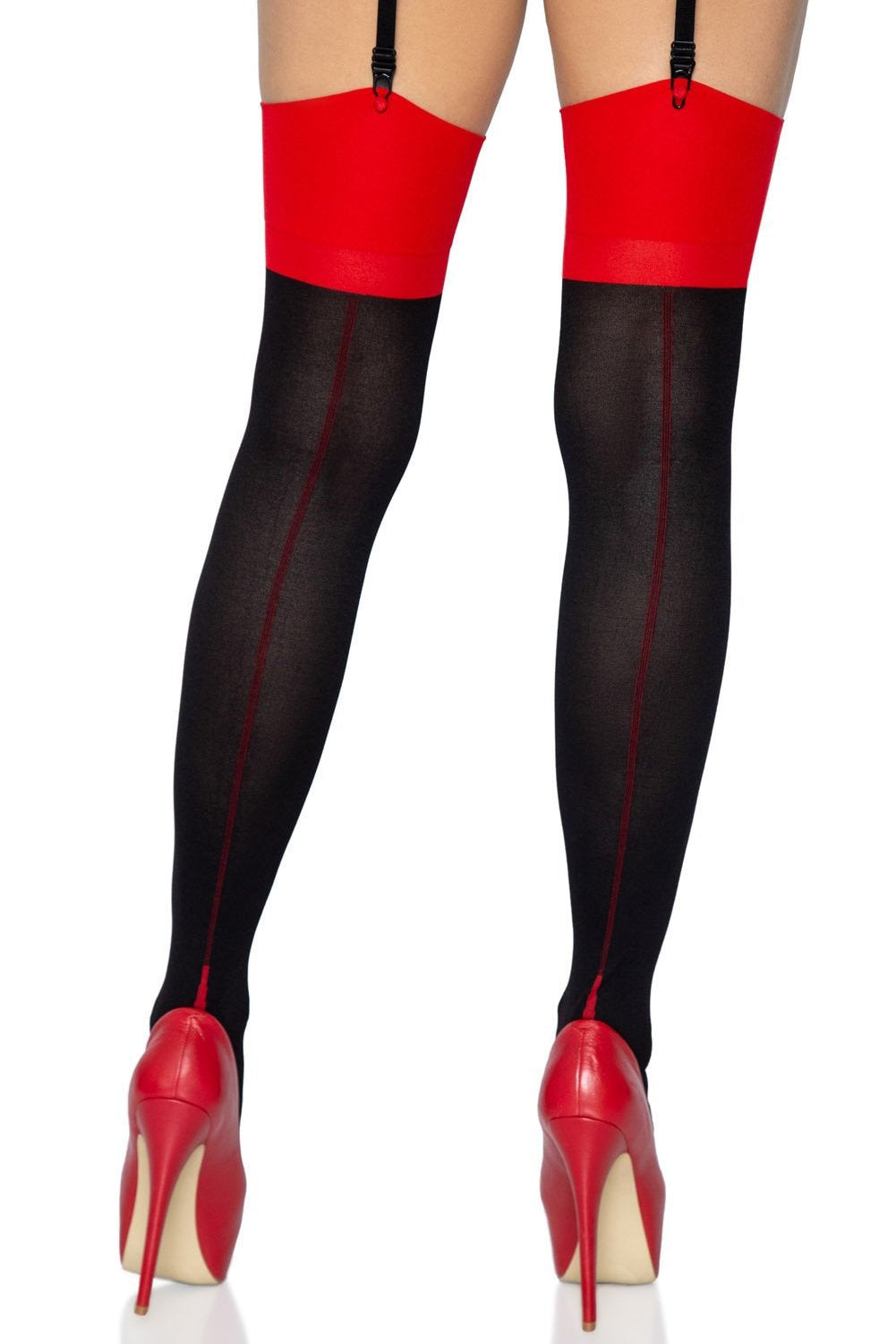 Opaque Contrast Cuban Heel Seamed Stockings