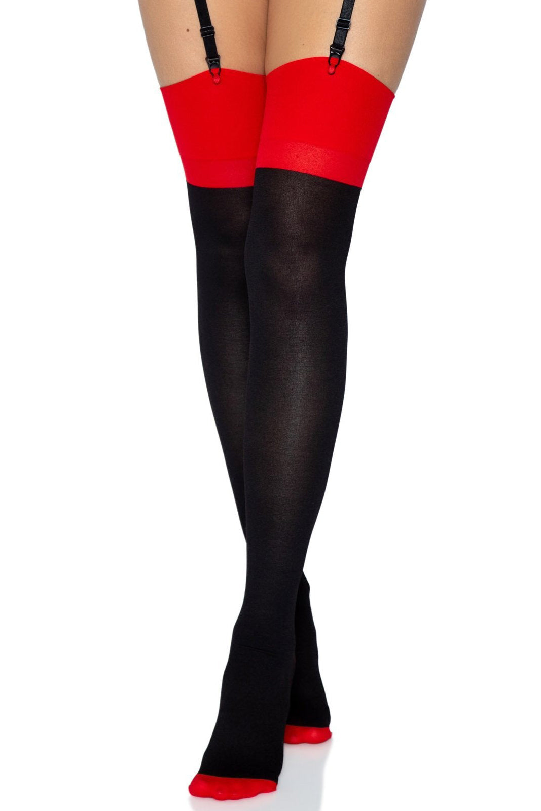 Opaque Contrast Cuban Heel Seamed Stockings