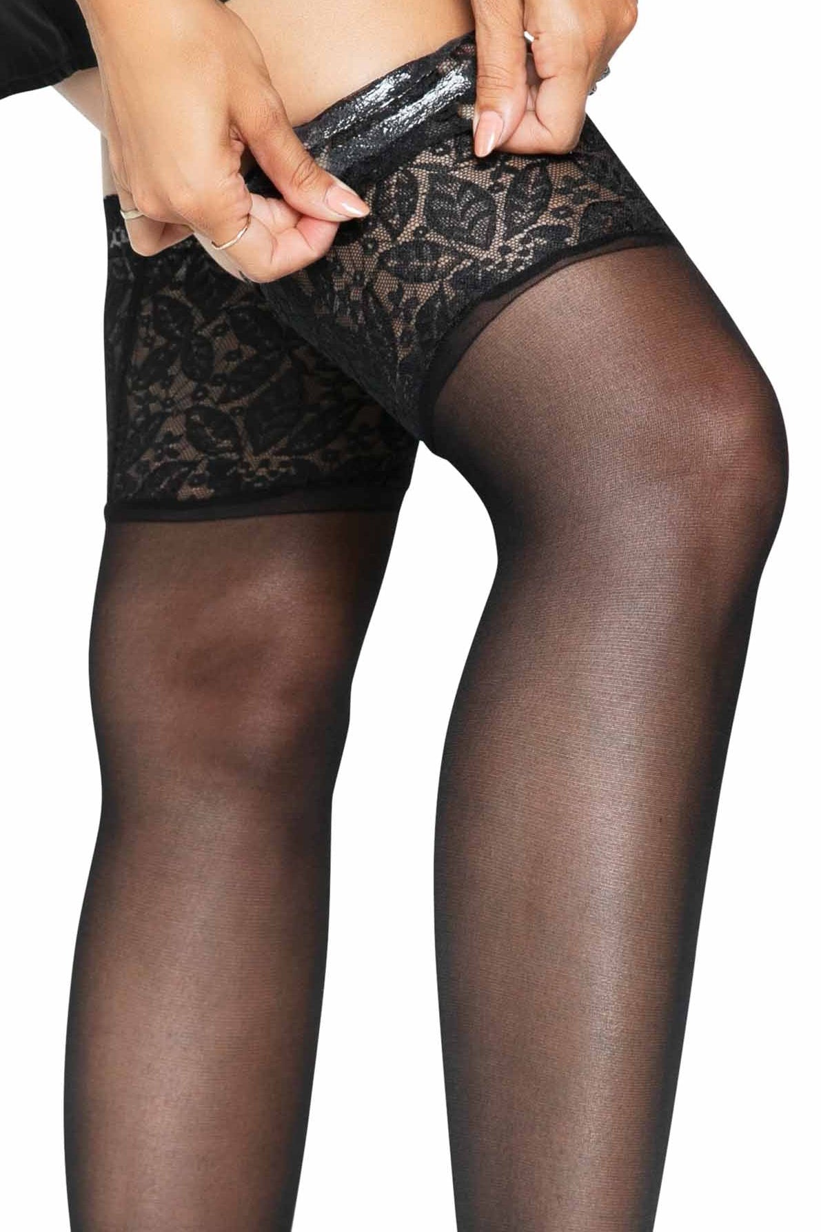Wide Lace Top Sheer Stay-Ups