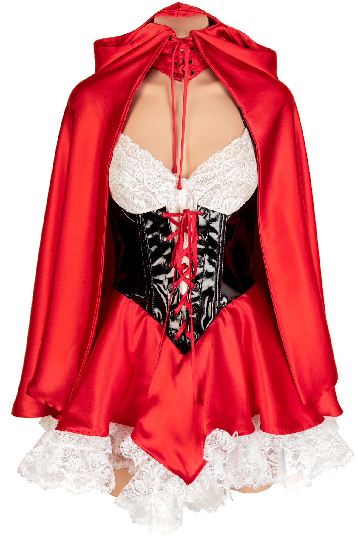 Lace-Up Short Satin Cape