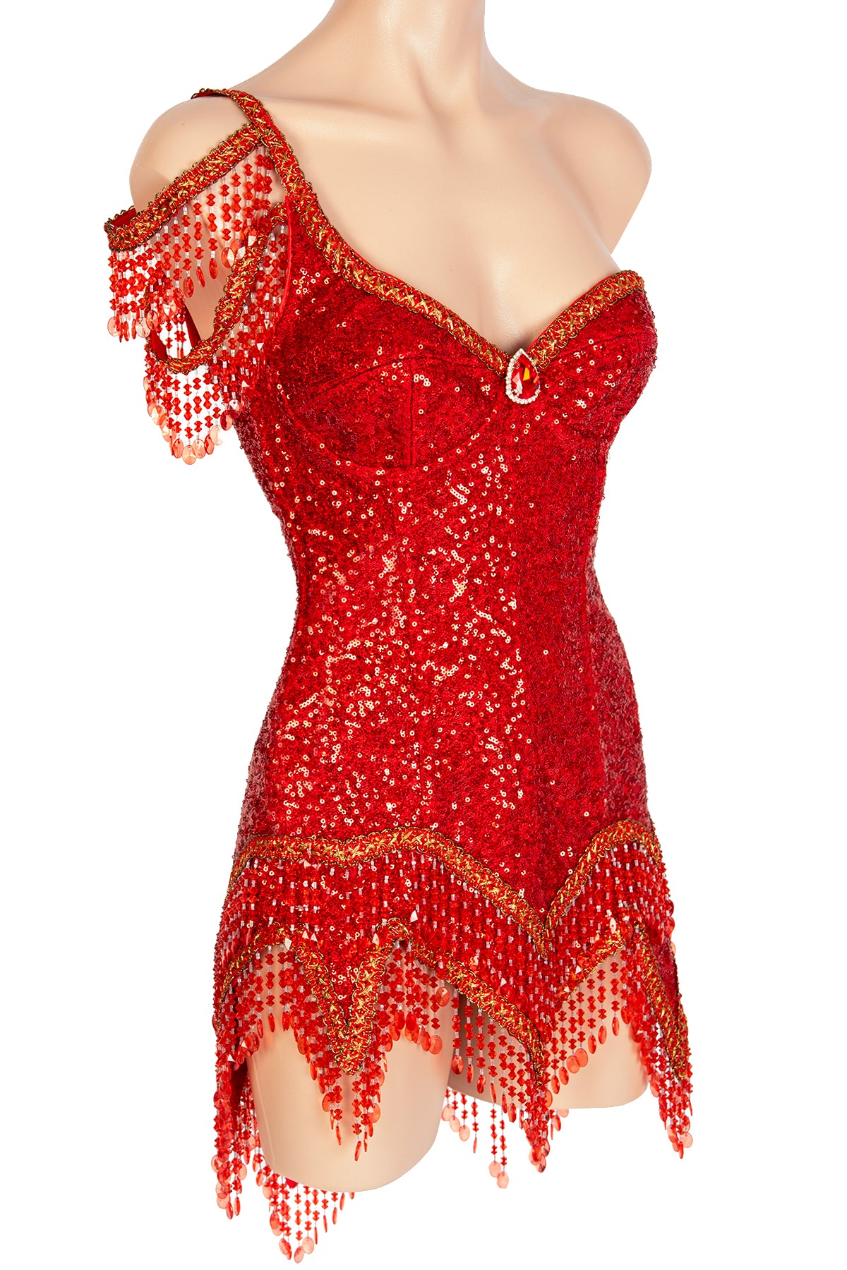 Beaded Fringe Tink Dress with Rhinestones
