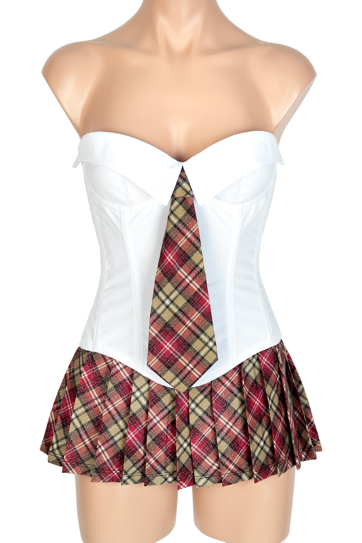 Corset with Lapel & Plaid Tie