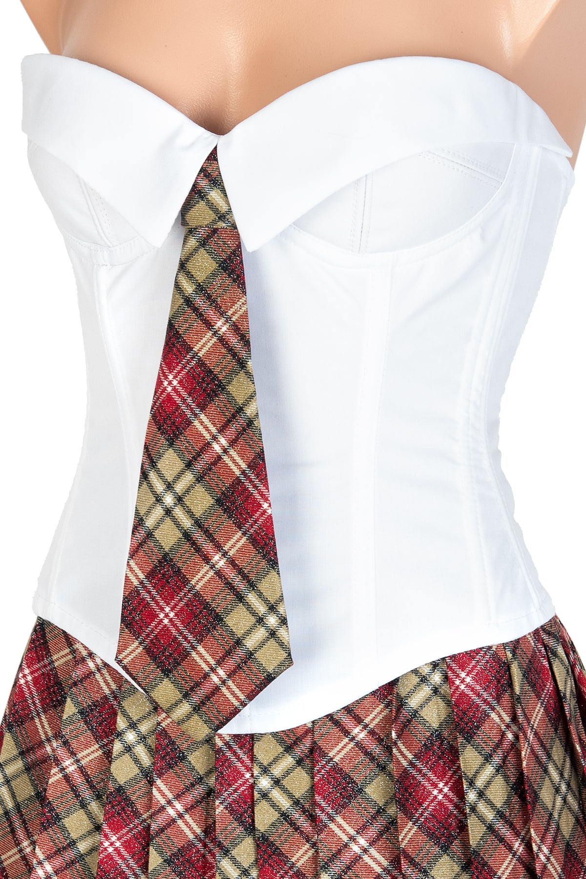 Corset with Lapel & Plaid Tie