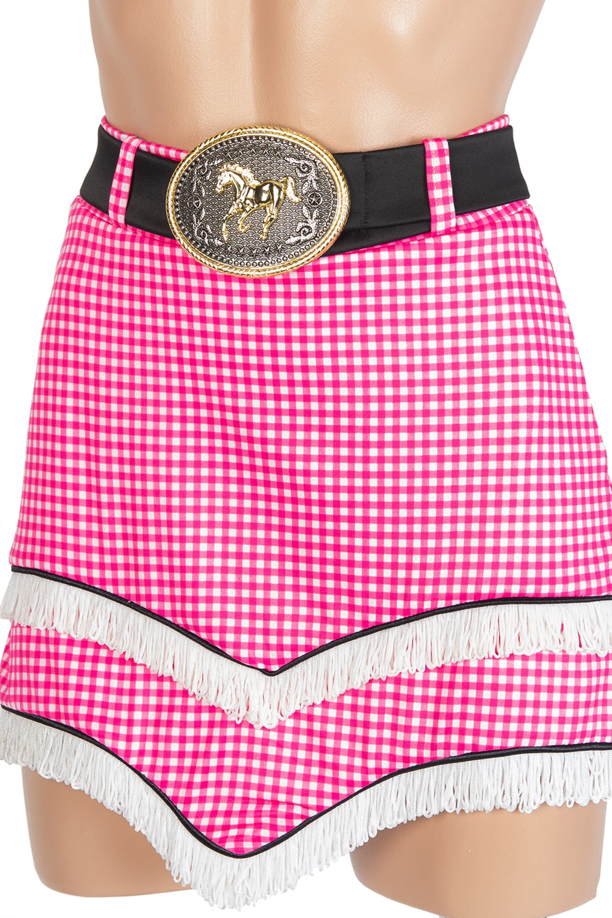 Gingham Rose Cowgirl Skirt with Belt
