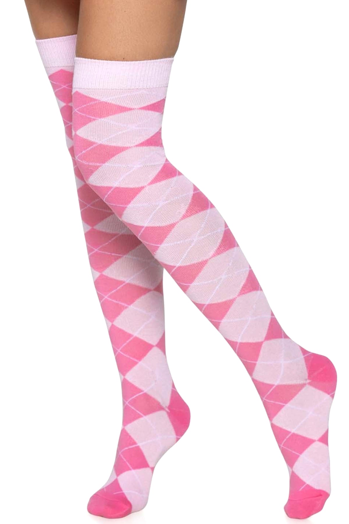 Argyle Knit Thigh High Socks