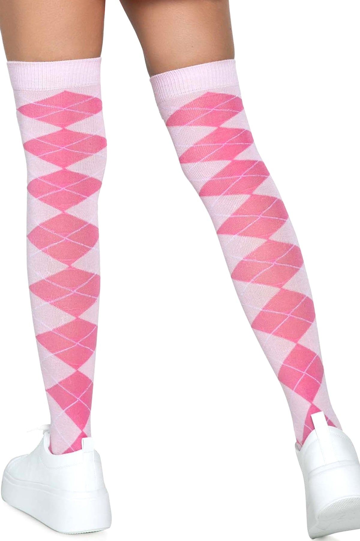 Argyle Knit Thigh High Socks