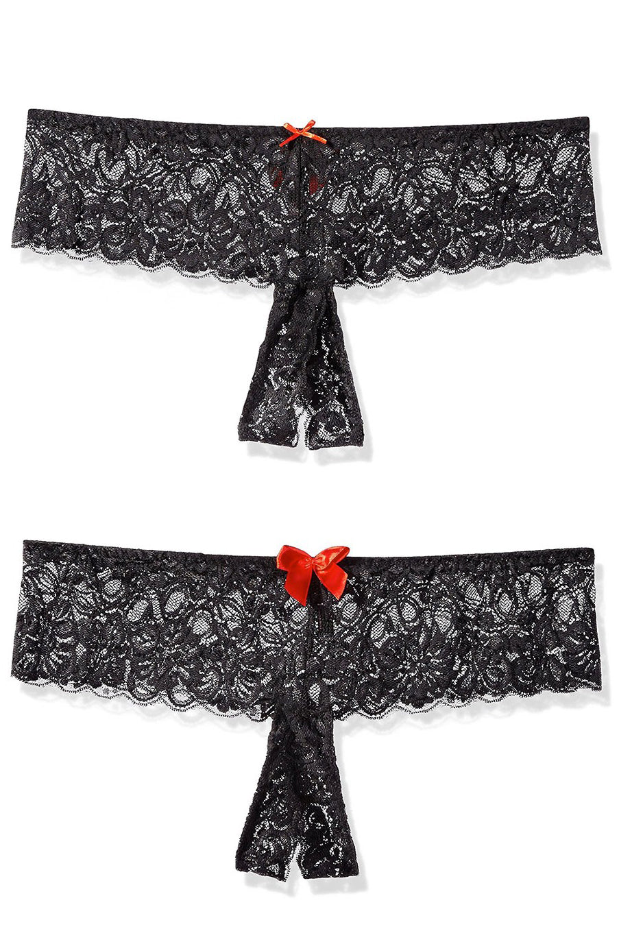 Satin Bow Crotchless Panty