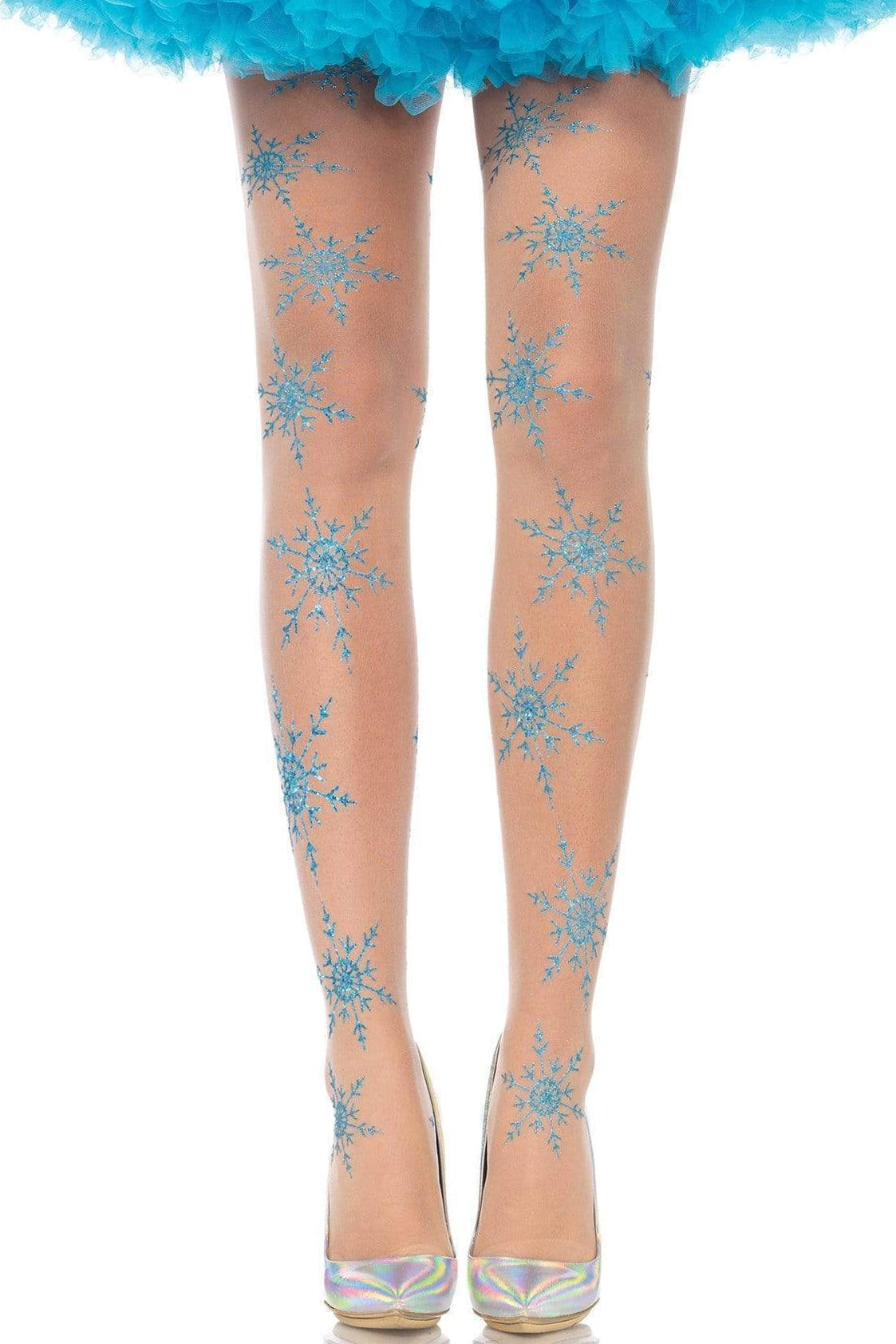 Sheer Glitter Snowflake Pantyhose