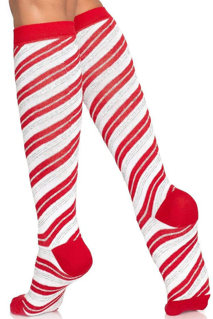 Candy Cane Shimmer Lurex Knee Socks