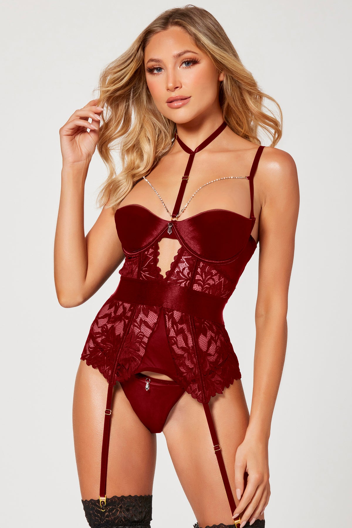 Satin & Lace Quarter Cup Bustier