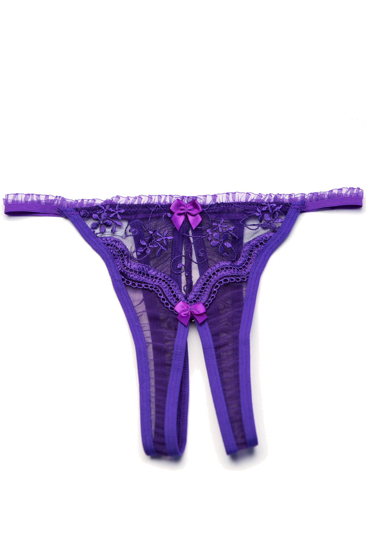 Scalloped Embroidery Crotchless Thong