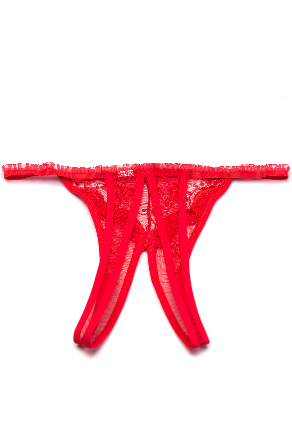 Scalloped Embroidery Crotchless Thong –
