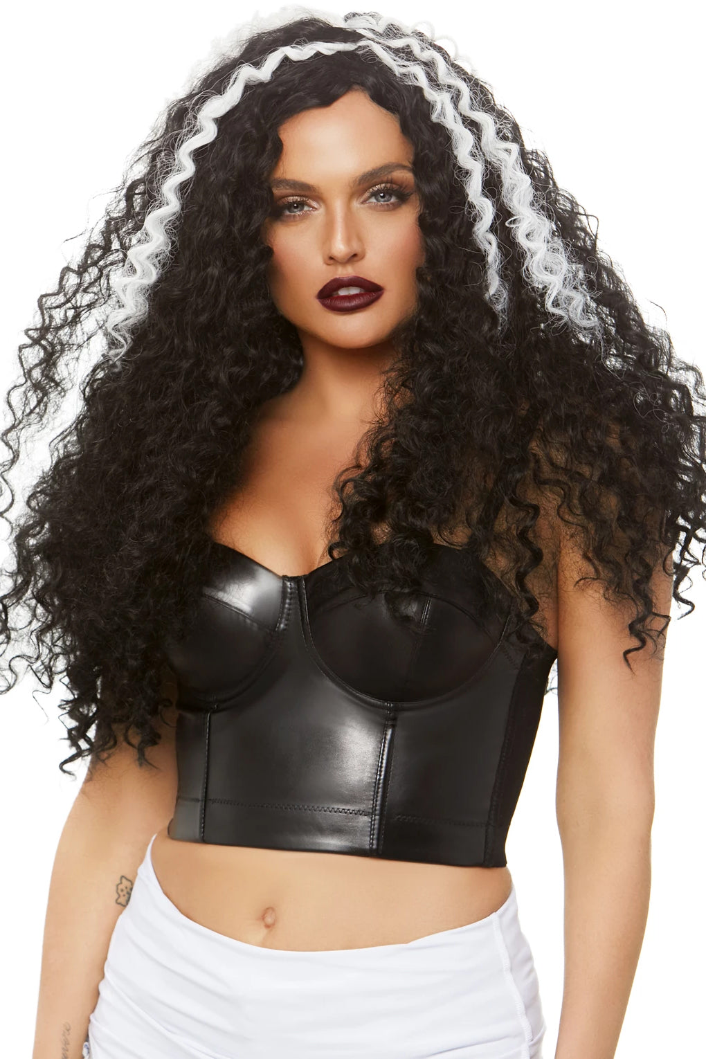 Long Curly Black/White Wig