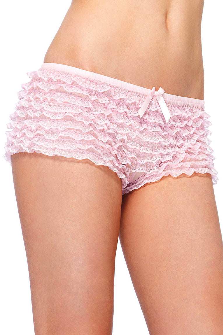 Frilly Lace Ruffle Knickers in Pink, White, Black or Red