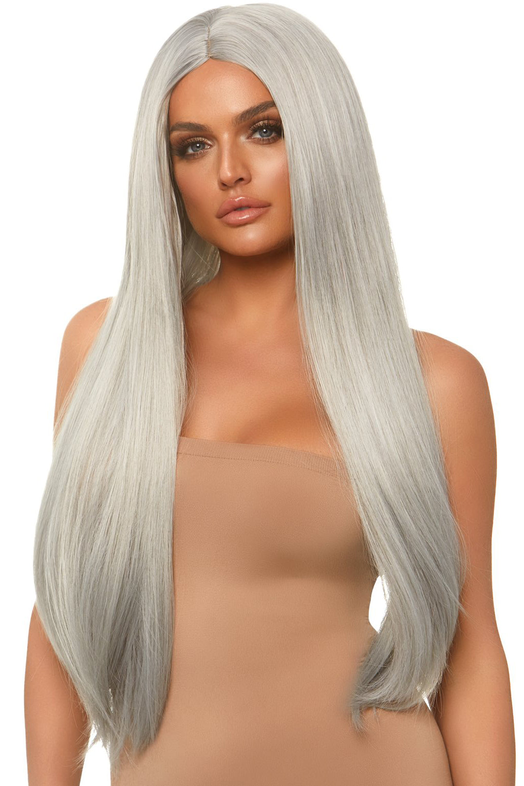 Long Straight Grey Wig