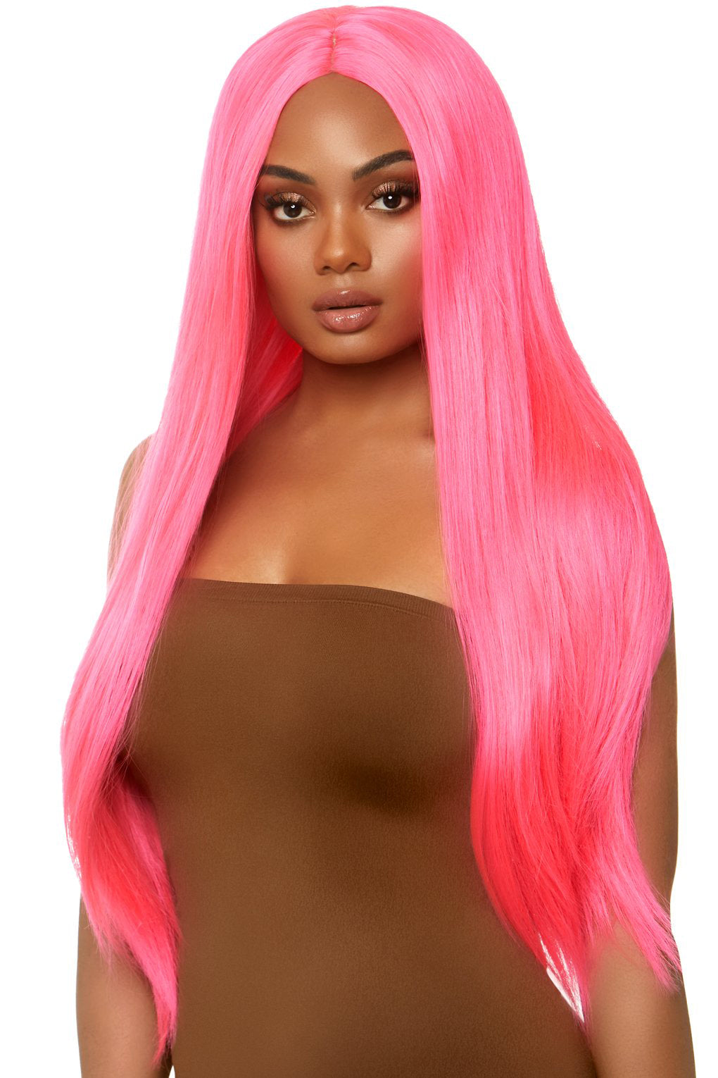Long Straight Neon Pink Wig