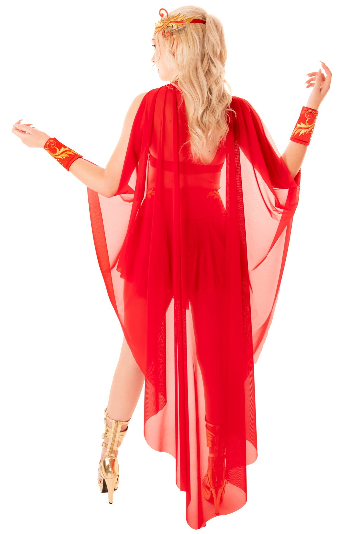 Flame Goddess Demi Bra with Cape and Cuffs