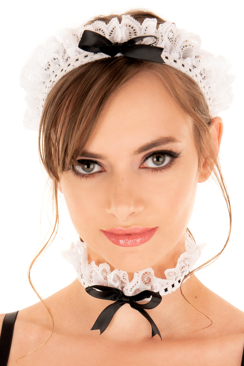 Lace Maid Headband, Choker, & Cuffs